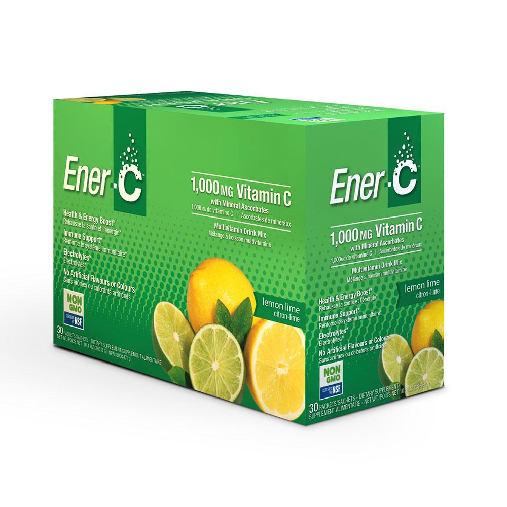 Ener-C 1000mg Vitamin C Effervescent Drink Mix, Lemon Lime - 30 packets