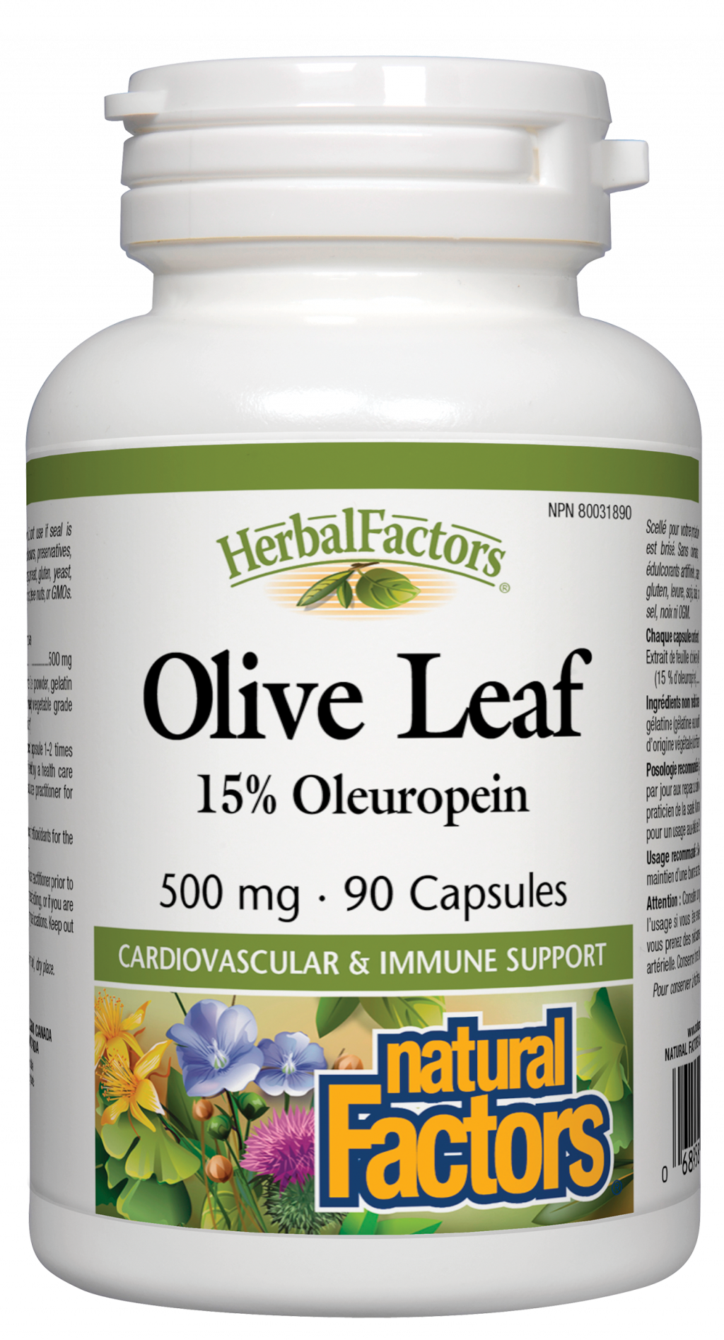 Natural Factors Olive Leaf  500 mg  90 Capsules