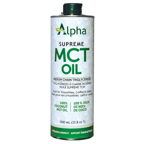 Alpha Supreme MCT Oil bottle on a white background