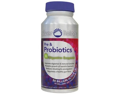 Silver Lining Pre &amp; Probiotics bottle on a white background