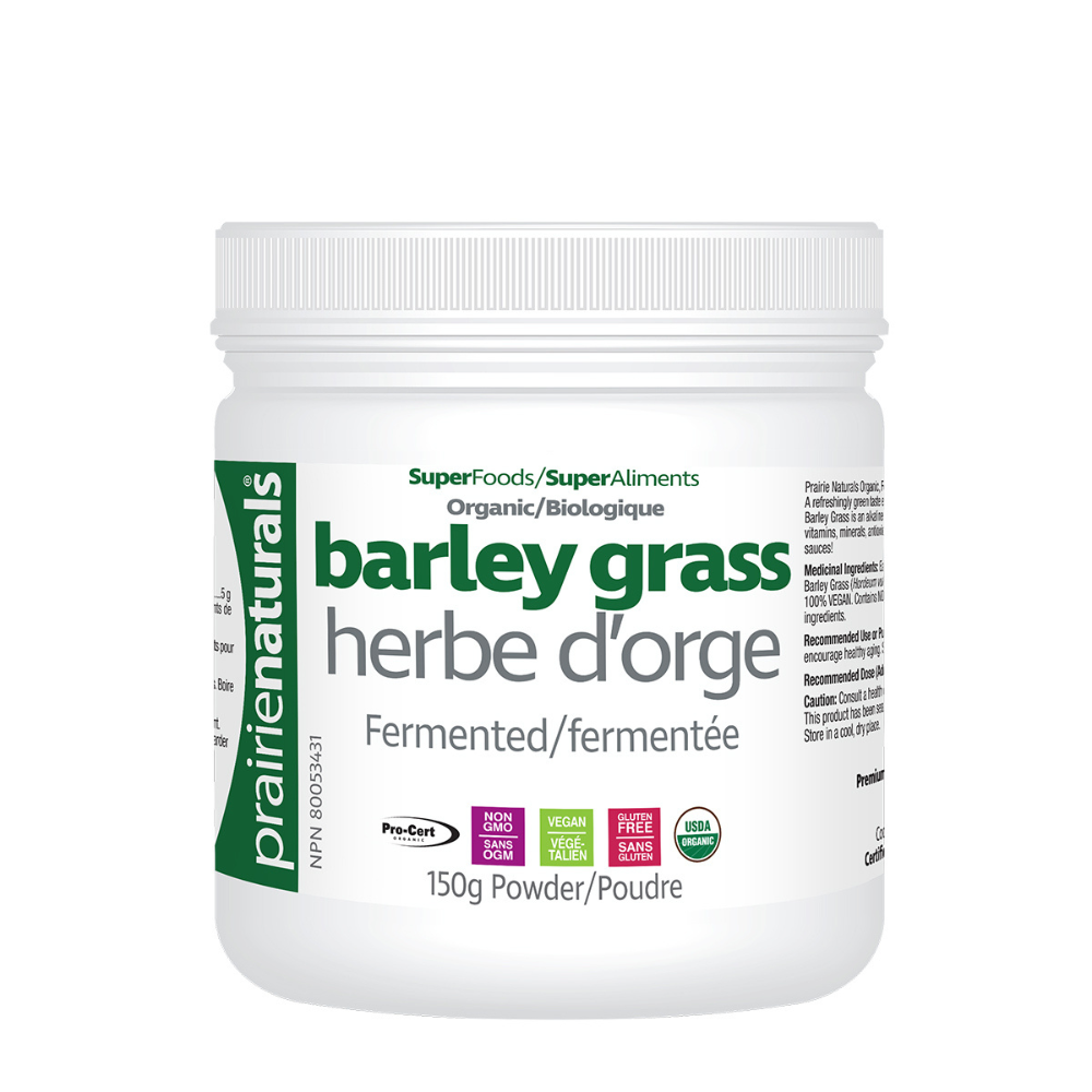 Prairie Naturals. Fermented, Organic Barley Grass. 150G.