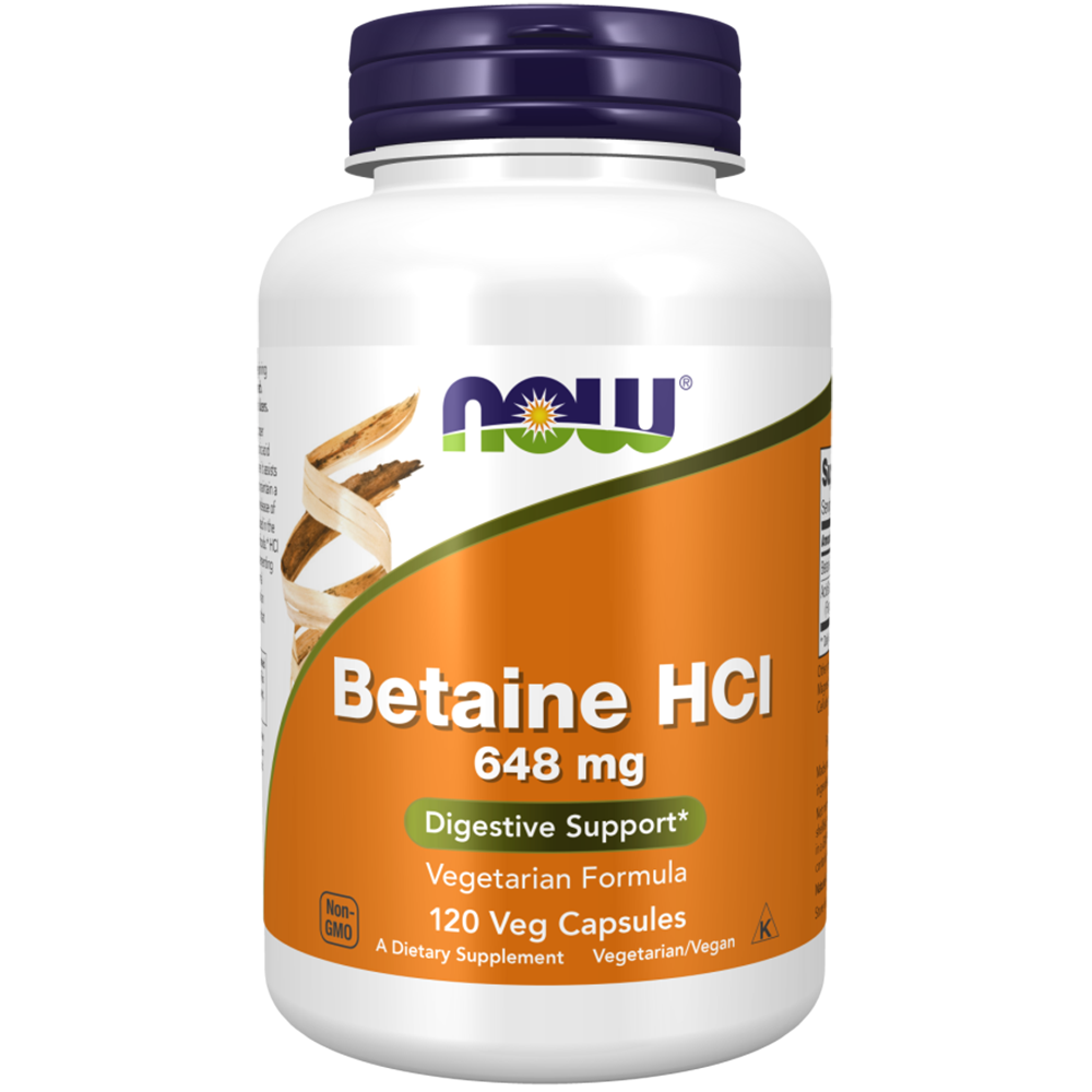 NOW BETAINE HCL 648MG W/ PROTEASE 120S