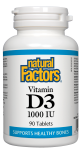 Vit D3 1000IU 180tab by Natural Factors