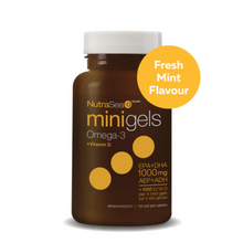 Load image into Gallery viewer, NutraSea+D&trade; Omega-3 Mini Gels, Fresh Mint / 120 softgels
