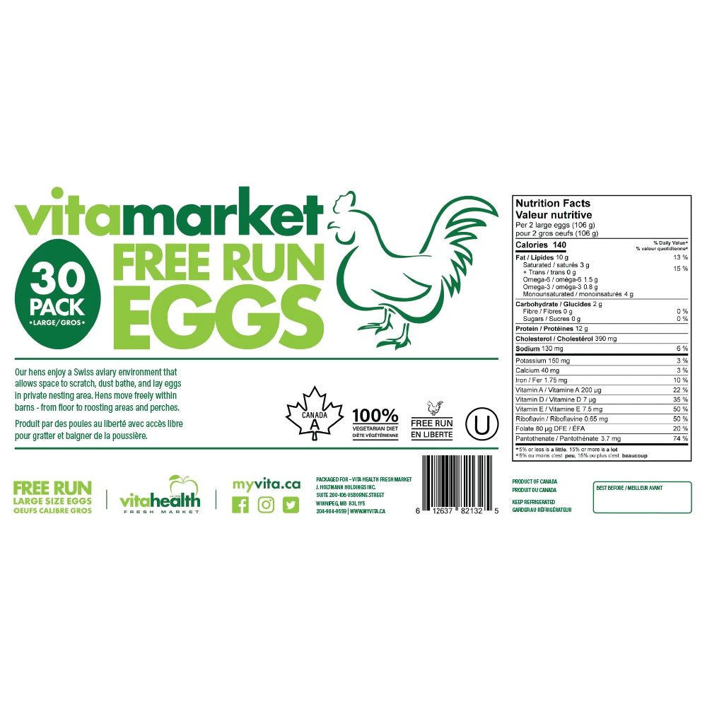 Free Run Large Eggs 30pk by Vita Market