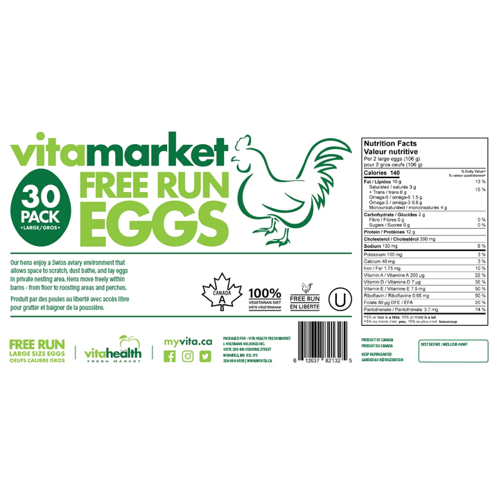 Free Run Large Eggs 30pk by Vita Market