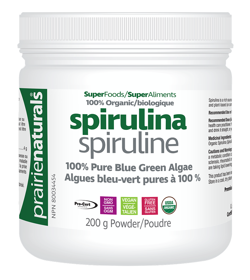Prairie Naturals. Organic Spirulina. 200G Powder.